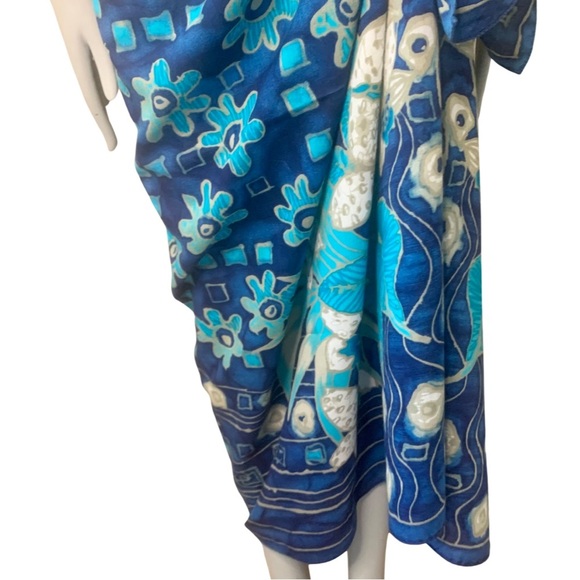 HP🎉 SAKS FIFTH AVENUE Swim Coverup Pareo Wrap Large Scarf Cotton Tropical Floral - Picture 6 of 16